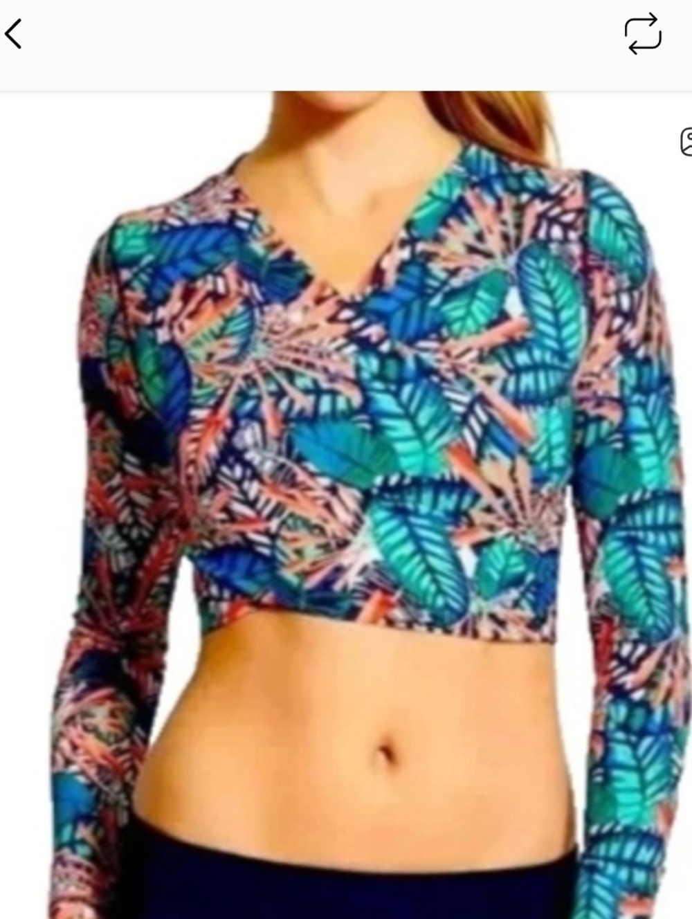 Athleta Hanalei Crop Rash Guard Top Xs